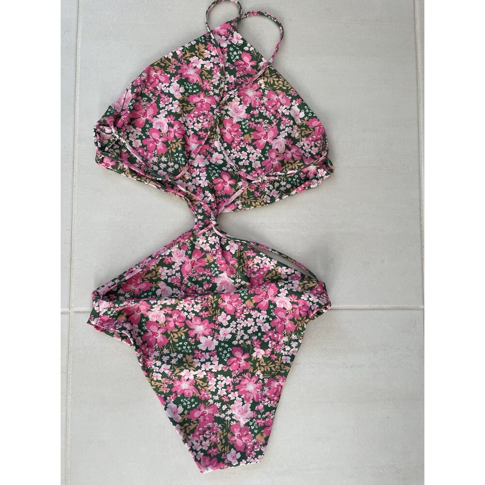 Aila Blue Swim One Piece Swimsuit Mai Floral Beach Summer Cottagecore Romantic - Picture 4 of 7